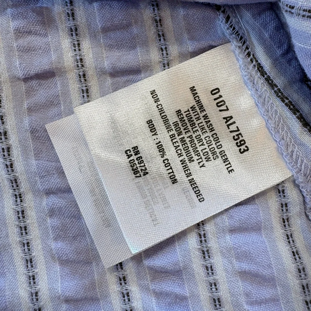 Columbia Womens Short Sleeve Lavender Stripe 100% Cotton Top Size L